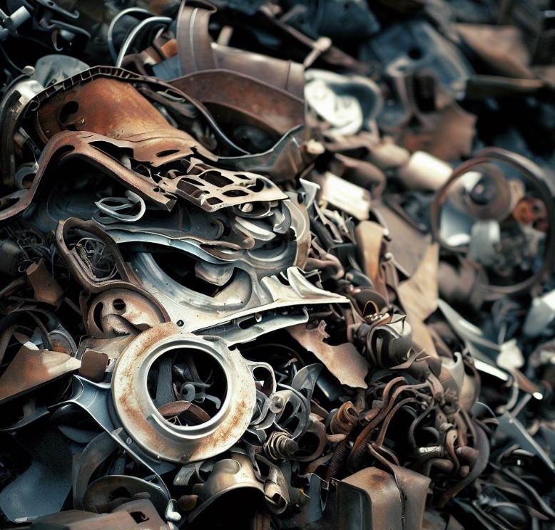 odpady metalowe na wysypisku